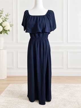 Sugarlips Navy Blue Off-Shoulder Maxi Dress